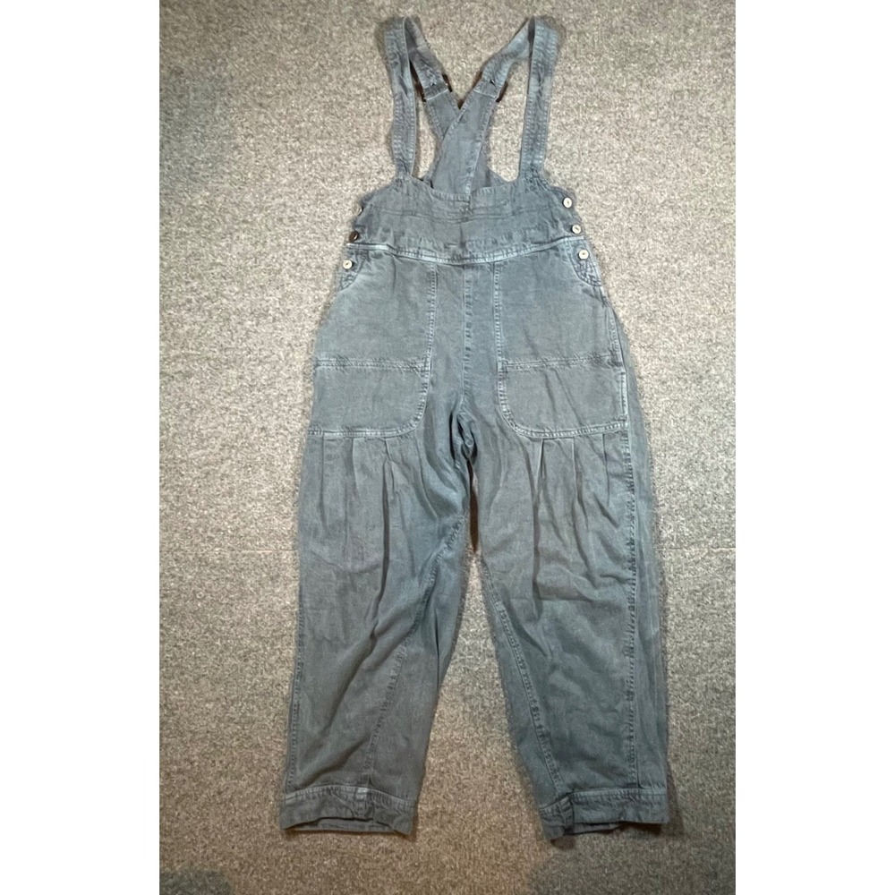 We The Free People Felix Overalls XS Flint Stone Linen Cotton Wide Barrel Leg